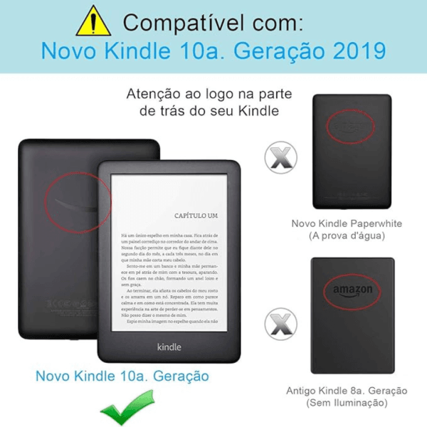 WB Capa Kindle 10a geração - Ultra Leve Auto Hibernação Sensor Magnético Silicone Flexível - Preta - Imagem 6