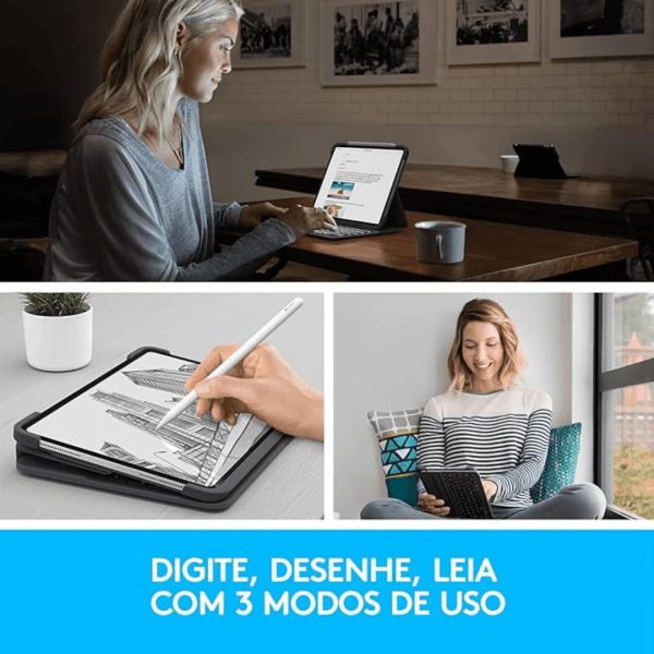 Capa, Teclado Logitech Slim Folio Pro para iPad Pro 11" (1ª, 2ª, 3ª e 4ª Gerações) Bluetooth LE - Imagem 8
