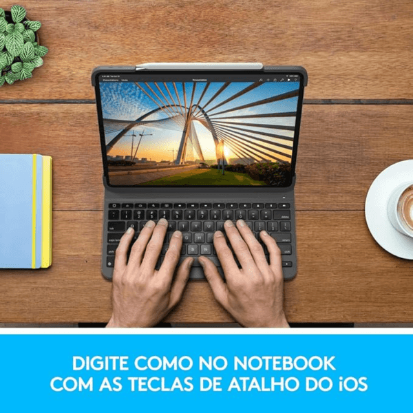Capa, Teclado Logitech Slim Folio Pro para iPad Pro 11" (1ª, 2ª, 3ª e 4ª Gerações) Bluetooth LE - Imagem 7