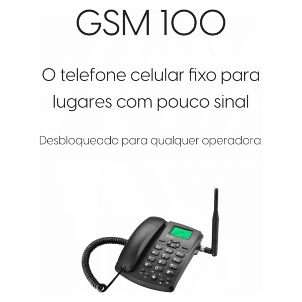 Telefone de Mesa GSM Fixo Rural GSM100 Elgin Chip QuadBand Preto - Imagem 4