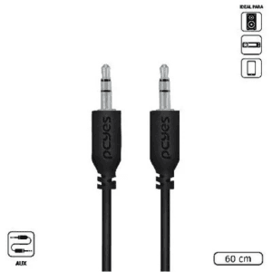 CABO P2 3.5MM MACHO PARA P2 3.5MM MACHO 28AWG PURO COBRE 60 CM - PCYES