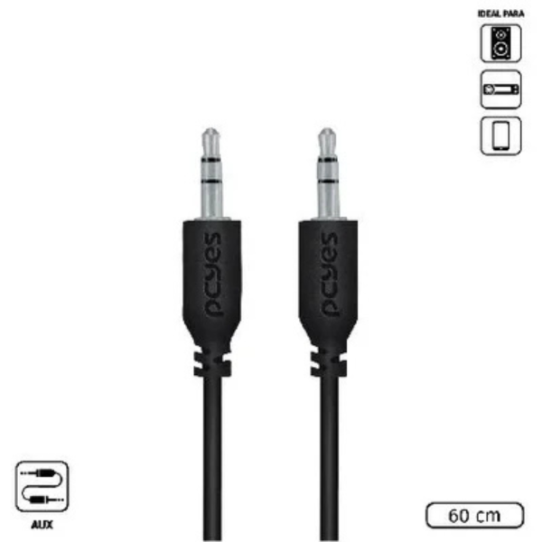 CABO P2 3.5MM MACHO PARA P2 3.5MM MACHO 28AWG PURO COBRE 60 CM - PCYES