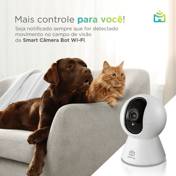 Smart Câmera Bot Wi-Fi 360° Positivo Casa Inteligente 2ª Geração, 1080p Full HD, 15 FPS - Imagem 8