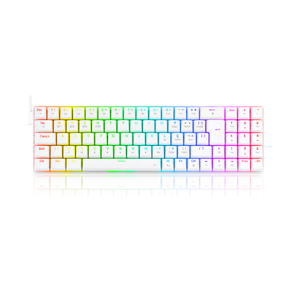 Teclado Mecanico Gamer Redragon Ashe Pro, RGB, Wireless, Switch Brown, Branco, K626P-KBS-W
