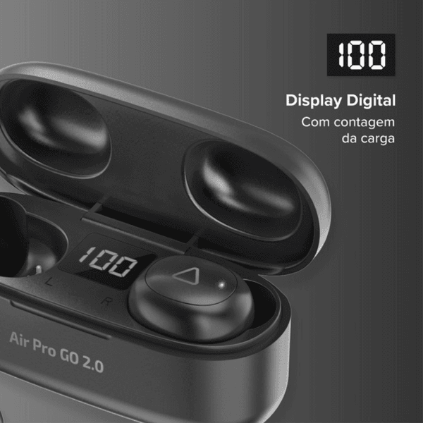 Fone De Ouvido Sem Fio Air Pro Go 2.0 I2go Até 20h Bateria Cor Preto - Imagem 3