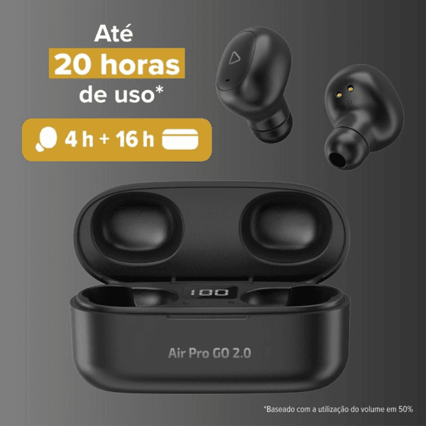 Fone De Ouvido Sem Fio Air Pro Go 2.0 I2go Até 20h Bateria Cor Preto - Imagem 4