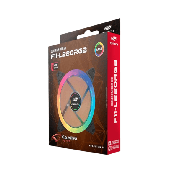 C3Tech Cooler Fan para Gabinete F11-L220RGB 12CM com iluminacao RGB e conector ARGB 6 pinos - Imagem 4