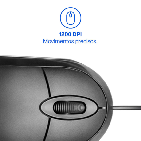 Mouse Classic Box Óptico USB 1200dpi Preto Multilaser - MO300 - Imagem 5