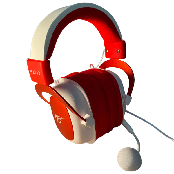 Headphone Gamer Havit H2002d, Drivers 53mm, Branco e Vermelho, HVGMH-H2002D-WR