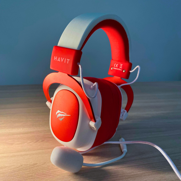 Headphone Gamer Havit H2002d, Drivers 53mm, Branco e Vermelho, HVGMH-H2002D-WR - Imagem 4