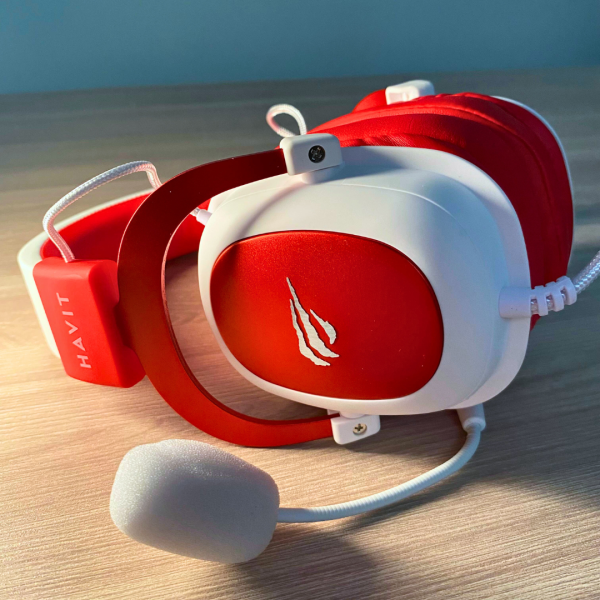 Headphone Gamer Havit H2002d, Drivers 53mm, Branco e Vermelho, HVGMH-H2002D-WR - Imagem 3