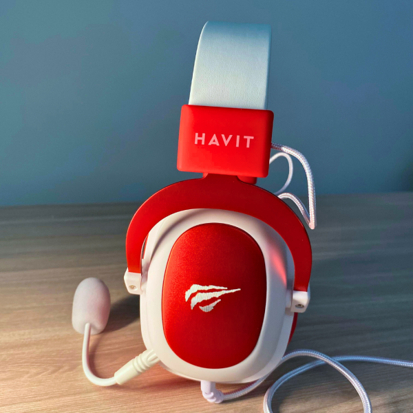 Headphone Gamer Havit H2002d, Drivers 53mm, Branco e Vermelho, HVGMH-H2002D-WR - Imagem 5