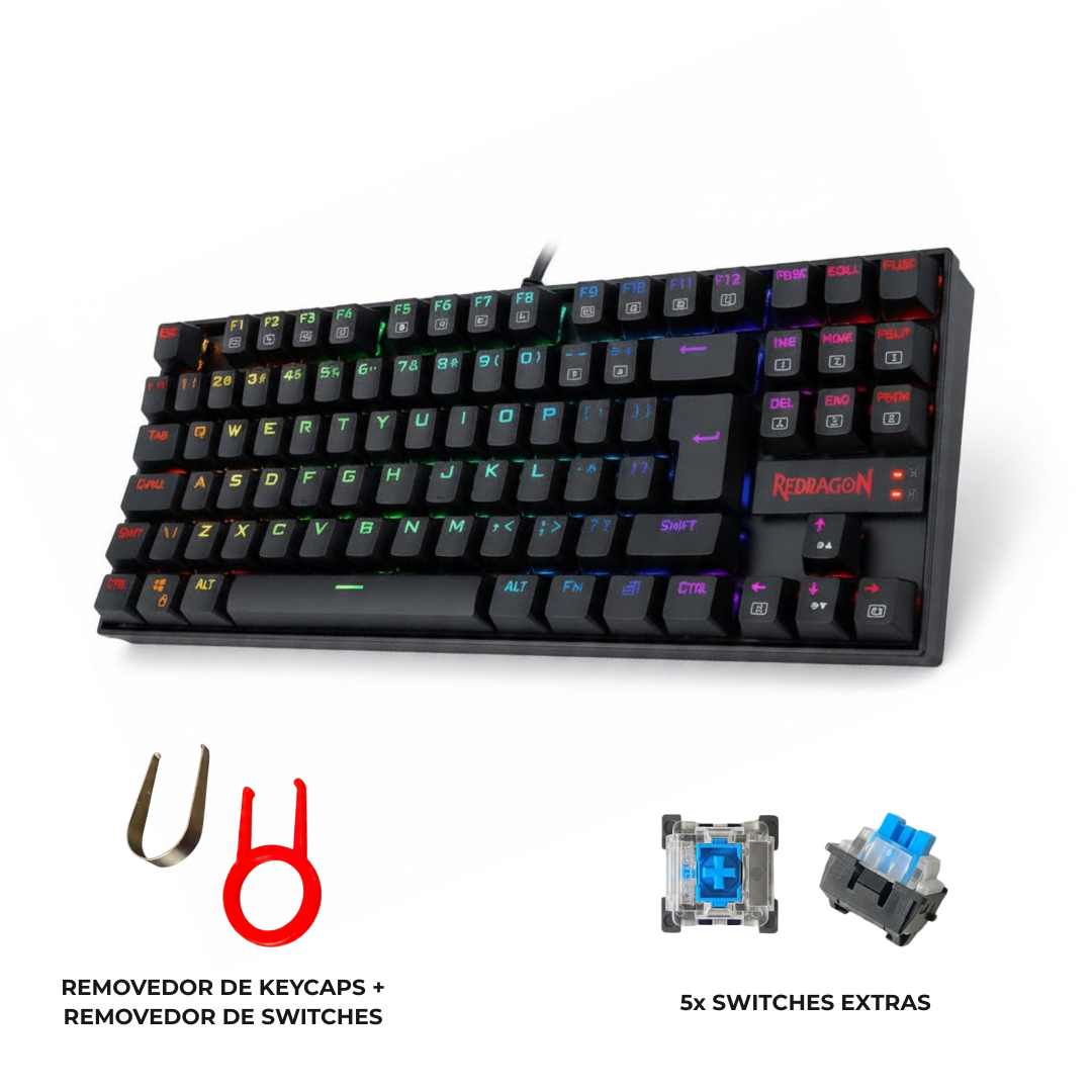 Teclado Magnetico Gamer Redragon Kumara Pro, RGB, Switch Azul, Preto, K552RGB-PRO-PT-BLUE - Imagem 4