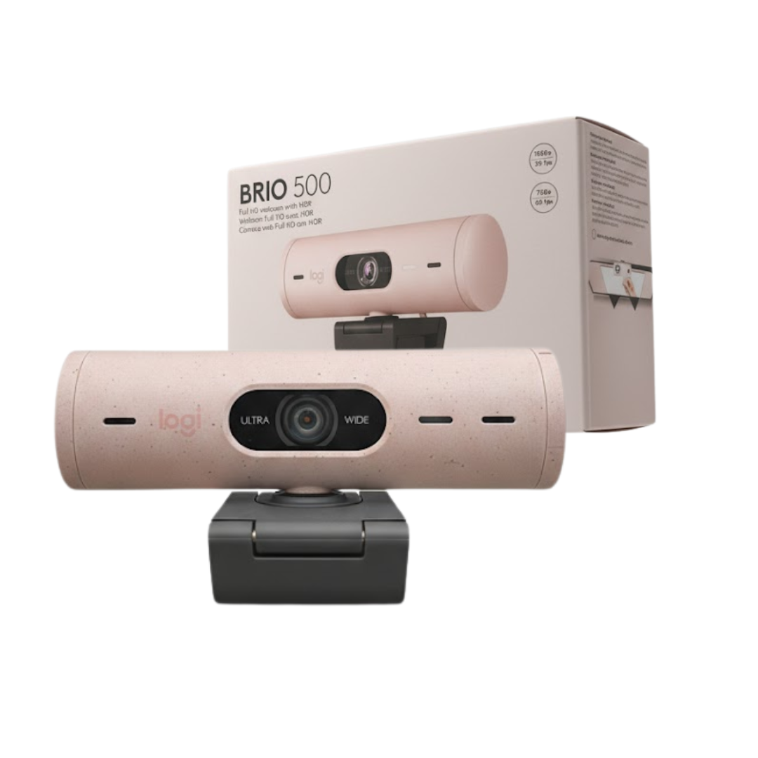 Webcam Logitech Brio 500, FHD 1080p, USB-C, Rose, 960-001418
